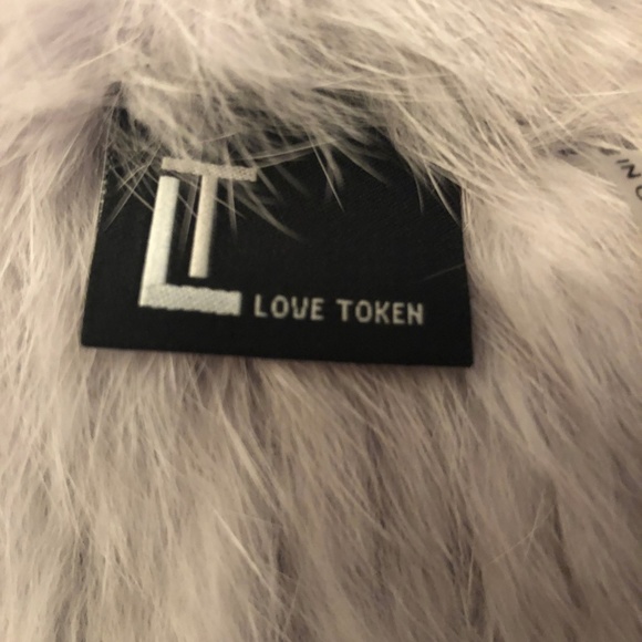 LOVE TOKEN Long Drape Front Genuine Rabbit Fur Vest XS Lavender Light Purple NWT - Picture 8 of 8